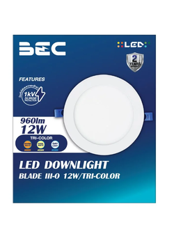 โคมไฟฝั่งฝ้า ดาวน์ไลท์ DOWNLIGHT LED 6นิ้ว BLADE 12W BEC แบบกลม แสงขาว แสงส้ม