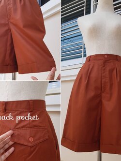 กางเกงคูลอตวินเทจ สีส้มชาเย็น พับขา (Vintage Shorts)
