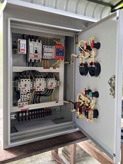 ตู้ควบคุมปั๊มน้ำระบบ 20 Hp 380 v ( star delta ) ทำงานร่วมกับระบบลูกลอยไฟฟ้า220V ตู้กันน้ำ2ชั้น