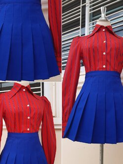 กระโปรงพลีทสั้นสีน้ำเงินสด