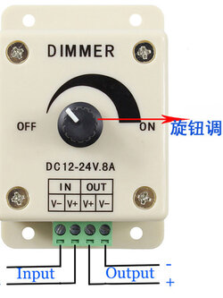 ดิมเมอร์ ชุดหรี่ไฟ DC 12 - 24 โวลท์ ใช้โหมดการควบคุมแบบลูกบิดหมุน เพื่อควบคุมหลอดไฟทุกชนิดที่ใช้ LED