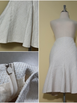 กระโปรงผ้าทวีตทรงหางปลาสีครีม