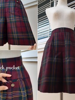 กางเกงคูลอตทรงสั้นลายสก็อตสีม่วงพลัม (Vintage culottes shorts)