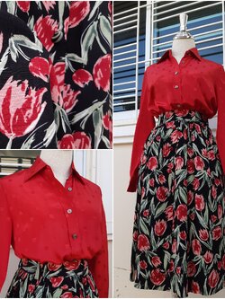 กระโปรงวินเทจลายดอกทิวลิป