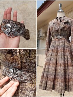 เดรสวินเทจสีชมพูมือสอง