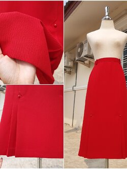 กระโปรงวินเทจสีแดงสด