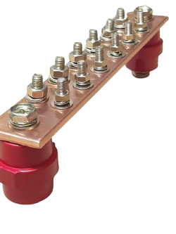 SUNMOON บัสบาร์กราวด์ ทองแดง 1-1/4" x 3/16 (31.75 x 4.76) mm.พร้อมลูกถ้วยฉนวน + SM-35 M8 สำหรับขันยึด