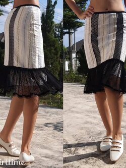 กระโปรงงานปักดอกไม้ ชายระบายลูกไม้ น่ารักมากก