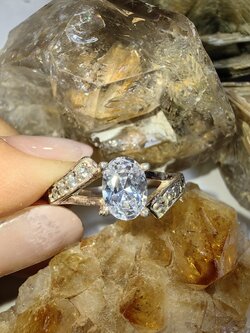 แหวนเพชร CZ เงินแท้ 92.5% Cubic Zirconia 925 Sterling Silver Ring Size 56