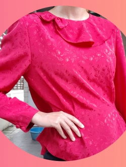 เสื้อวินเทจแขนยาวสีชมพู