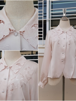 เสื้อเชิ้ตวินเทจสีชมพูอ่อน