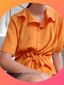 เสื้อเชิ้ตปกกะลาสี สีส้มน่ารัก