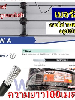 สายไฟอลูมิเนียม THW-A เบอร์ 25 สายไฟมิเนียม ความยาว 100 เมตร ยี่ห้อ ICON หรือ Golden coin