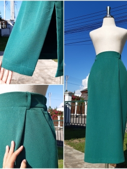 กระโปรงยาวสีเขียว สาวอวบใส่ได้