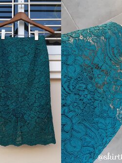 กระโปรงลูกไม้สีเขียวทรงเอ แบรนด์ GU