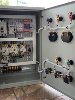 ตู้ควบคุมปั๊มน้ำระบบ 20 Hp 380 v ( star delta ) ทำงานร่วมกับระบบลูกลอยไฟฟ้า220V