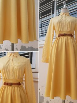 ชุดเซ็ตเสื้อลายสก็อต+กระโปรงบานสีเหลือง