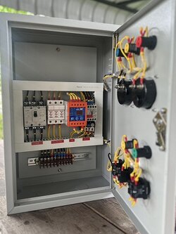 ตู้ควบคุมปั๊มน้ำ 5-7.5 Hp 3 เฟส 380 v ใช้ลูกลอยไฟฟ้า มีเฟส