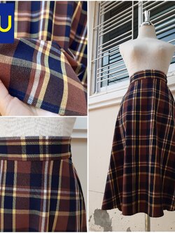 กระโปรงยาวลายสก็อตแบรนด์ GU