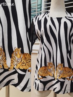 เสื้อคอกลมวินเทจลายเสือ ผ้ายืดเด้งๆ