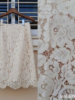 กระโปรงทรงเอสีครีม ผ้าลูกไม้นุ่ม แบรนด์ญี่ปุ่น