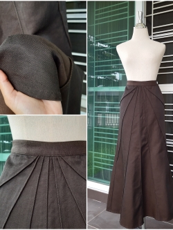 กระโปรงยาวออกงานสีน้ำตาลทอง