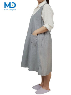 009GR ชุดคลุมท้องเอี๊ยมคอกลม สีเทา