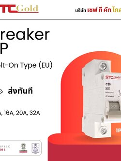 SafeTCut เซอร์กิตเบรกเกอร์ 1P แบบรางปีกนก ยี่ห้อ เซฟทีคัท สำหรับใช้งานไฟ 1เฟส มีขนาดให้เลือก เซอร์กิตเบรกเกอร์ (MCB)