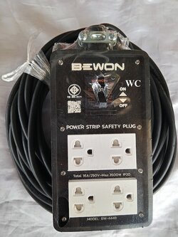 บล๊อกปลั้กไฟ บล็อคยาง 4x4 นิ้ว มีม่าน 3500W พร้อมเบรกเกอร์ พร้อมสาย 5M -30M มีมอก. ยี่ห้อ BEWON (ไม่มีสาย)