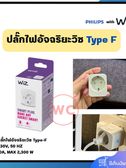 WiZ ปลั๊กไฟอัจฉริยะวิซ Type F ปลอดภัย ประหยัดพลังงาน เปิด-ปิด อุปกรณ์ผ่านแอป