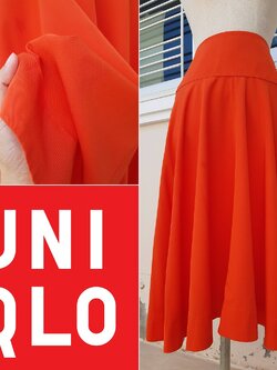 กระโปรงบานสีส้ม แบรนด์ UNIQLO