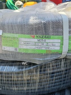 สายไฟ สายไฟหุ้มฉนวนดำ VCT-G 3x2.5/2.5 ยาซากิ YAZAKI (100เมตร) ขายยกม้วน ออกบิลภาษีได้