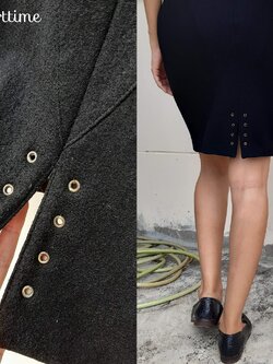 กระโปรงวินเทจทรงเอสีดำ ชายร้อยเชือก