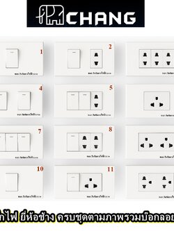 CHANG ชุดสวิตซ์ไฟ ชุดปลั๊กไฟ พร้อมบ๊อกปลั้กไฟ ครบชุด มี ปลั๊กกราวด์คู่ ขนาด 2x4 (ยี่ห้อช้าง) มอก.166-2549 A1