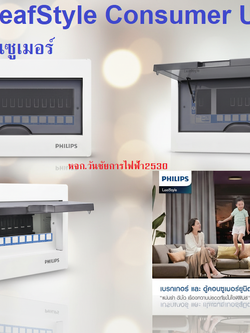 Philips ตู้คอนซูเมอร์ยูนิต (เฉพาะตู้เปล่า) LeafStyle ขนาด 4 6 10 12 ช่อง ฟิลลิป์ โครงโลหะ BODY IRON ตู้เหล็กPHILIPS LeafStyle Consumer Unit steel