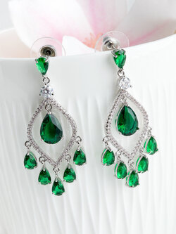 Natural Emerald Diamond Gold Earrings ต่างหู มรกตแท้ เพชรแท้ ทองแท้ 9K, 18K มีใบเซอร์ GIA💎