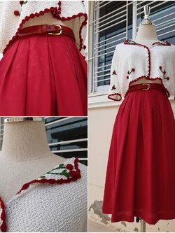 กระโปรงวินเทจสีชมพูบานเย็น