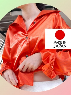 เสื้อเชิ้ตโอเวอร์ไซส์สีส้ม made in JAPAN