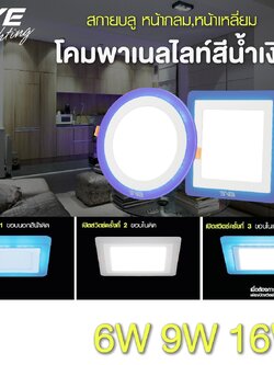 LED Panel light Skyblue Circle Square 6,9,16W โคมพาเนลไลท์แอลอีดี สกายบลู เลือกเปลี่ยนสีได้ 3