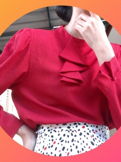 เสื้อคอจีนสีแดง งานวินเทจ