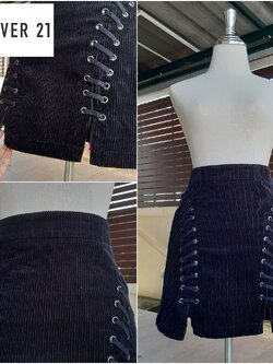 กระโปรงสั้นผ้าลูกฟูกสีดำ แบรนด์ FOREVER 21