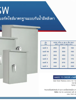 KJL ตู้เหล็กกันน้ำ รุ่น ตู้กันน้ำ KBSW กันน้ำมีหลังคา รุ่น เบอร์00 เบอร์0 เบอร์1 เบอร์2 เบอร์3 เบอร์4