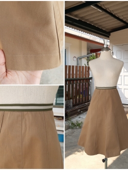 กระโปรงทรงเอสีกากี