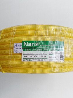 ท่อร้อยสายไฟ ท่ออ่อนลูกฟุก เหลือง 3หุน เหลือง 50 เมตร แบรน์ นาโน/ลีเทค ท่ออ่อนลูกฟูกพีวีซี สีเหลือง PVC 3/8 A1