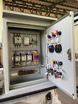 ตู้ควบคุมปั๊มน้ำระบบ 10 Hp 380V ( star delta ) ทำงานร่วมกันระบบลูกลอยไฟฟ้า220V ตู้กันน้ำ2ชั้น