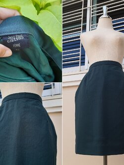 กระโปรงวินเทจทรงเอสั้นสีเขียว แบรนด์ Jean Paul Gaultier