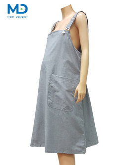 010GR ชุดเอี๊ยมคลุมท้อง แบบขอเกี่ยวสายปรับ สีเทา