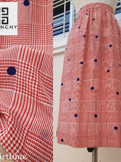 กระโปรงวินเทจลายชิดนริสีแดง แบรนด์ GIVENCHY