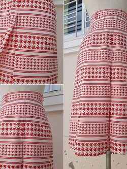 กระโปรงพลีทวินเทจลายชิโนริ (houndstooth) สีแดง