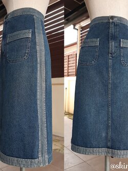 กระโปรงยีนส์มือสองสีทูโทน